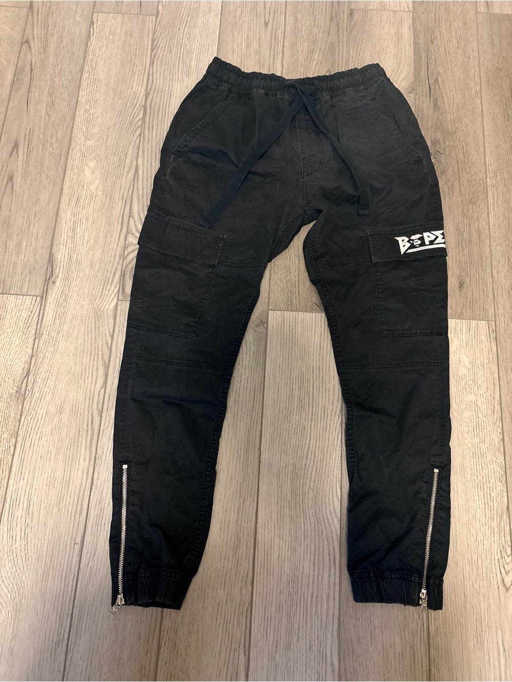 Bape Black Cargo Sweatpants with Zipper Ankles